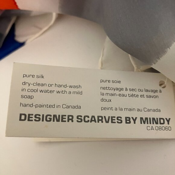 Vintage Silk Scarf by Mindy Hand Painted in Canada Designer Scarves Mindy Gray - Picture 6 of 8